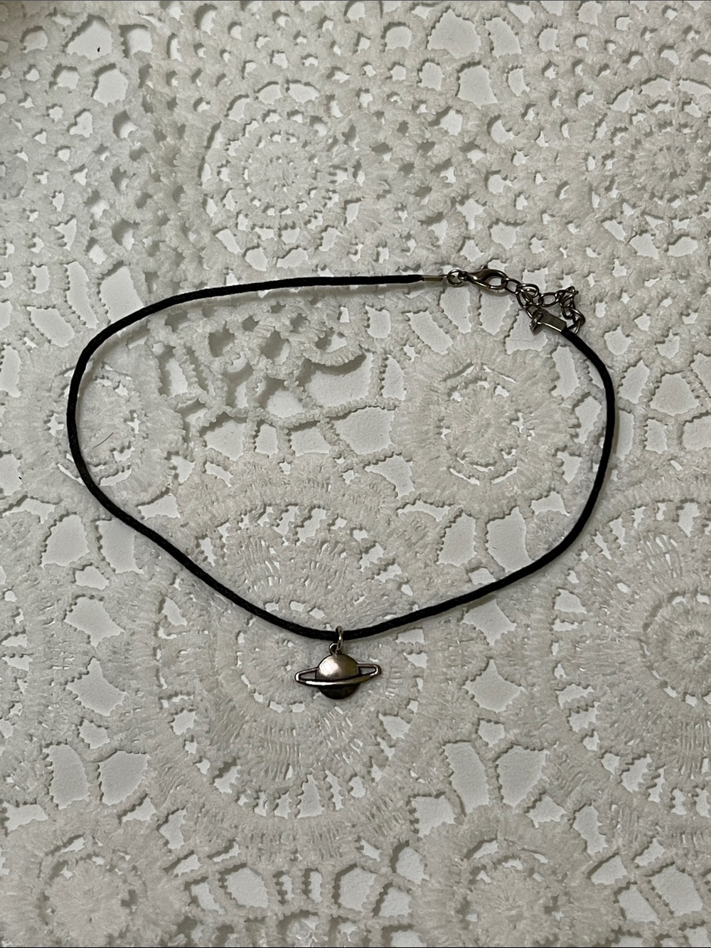 Nasty Gal Black Cord Planet Pendant Choker Necklace